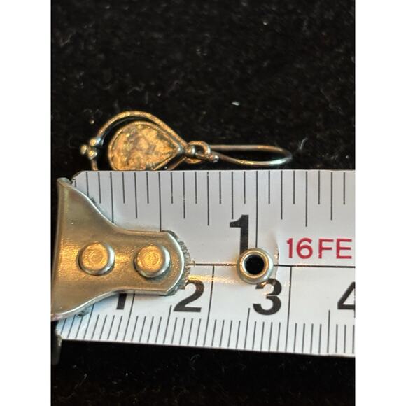 Sterling Silver Roman Glas Pear Shaped Dangle Earrings 925 - Picture 4 of 4